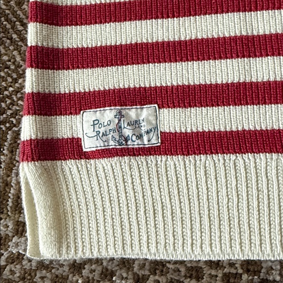 Polo Ralph Lauren Red and Cream Striped Knit - Picture 6 of 7